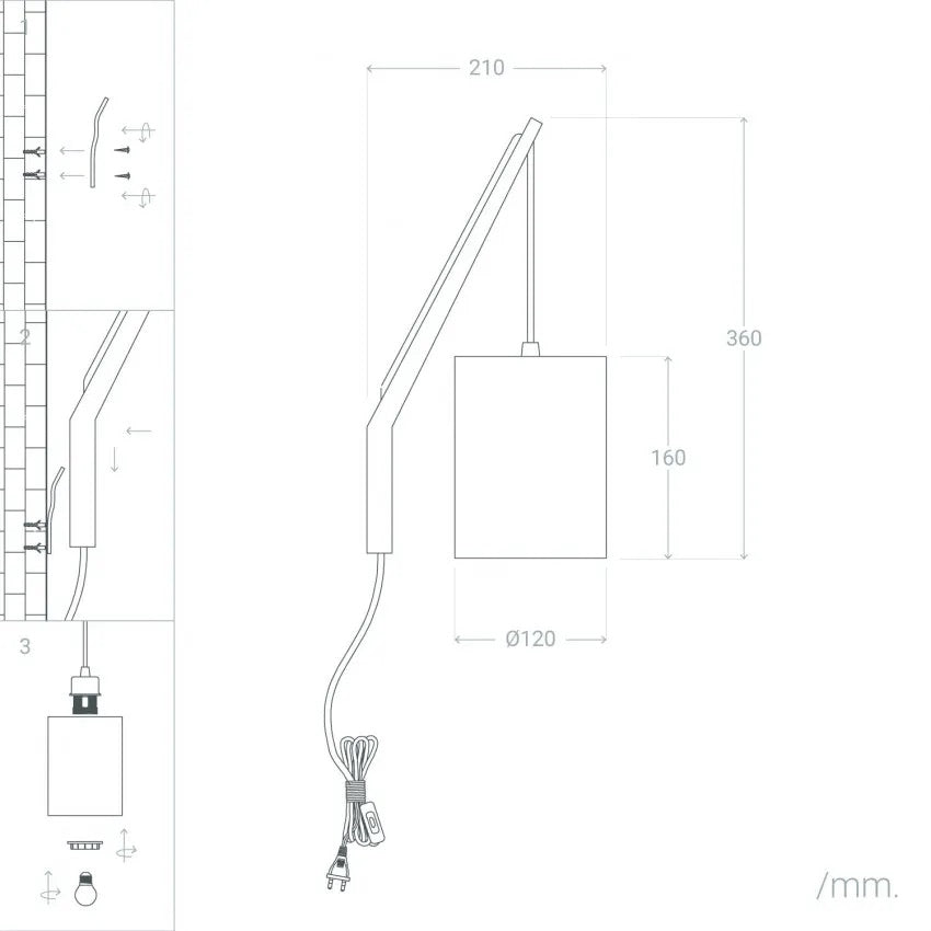 LÁMPARA DE PARED COLECCIÓN ASYA, ELABORADA CON MADERA Y TEXTIL