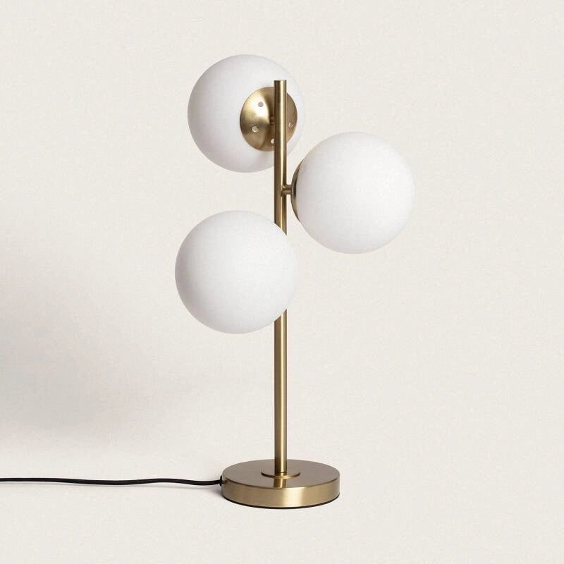 LÁMPARA DE MESA DE DISEÑO PREMIUM, COLECCIÓN MOON 2. Metal y Cristal.