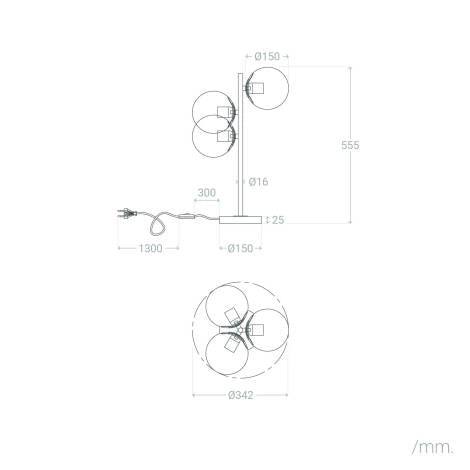 LÁMPARA DE MESA DE DISEÑO PREMIUM, COLECCIÓN MOON 2. Metal y Cristal.