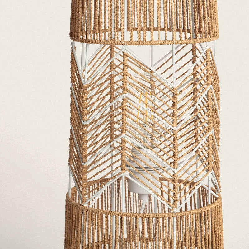 LÁMPARA DE PIE BHOGA, ELABORADA A MANO CON PAPEL TRENZADO NATURAL.