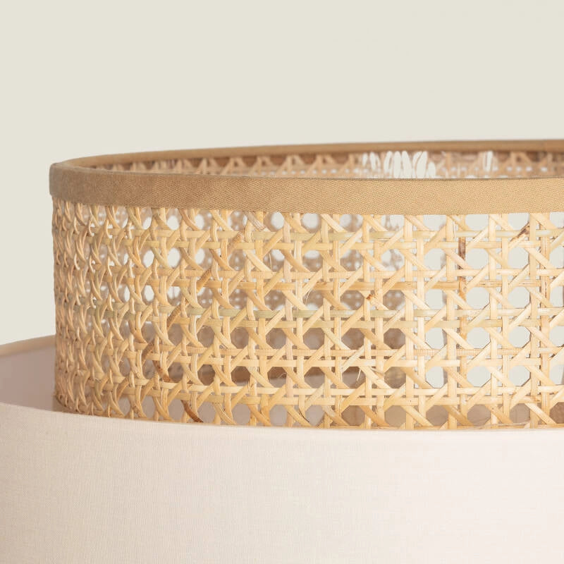 LÁMPARA DE PIE COLECCIÓN AMIA, ELABORADA A MANO CON RATÁN NATURAL.
