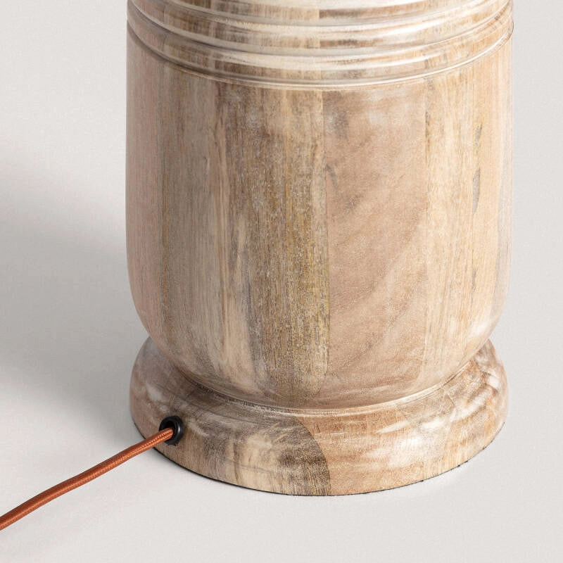 LÁMPARA DE MESA CARTAGENA, ELABORADA A MANO CON MADERA DE MANGO NATURAL.
