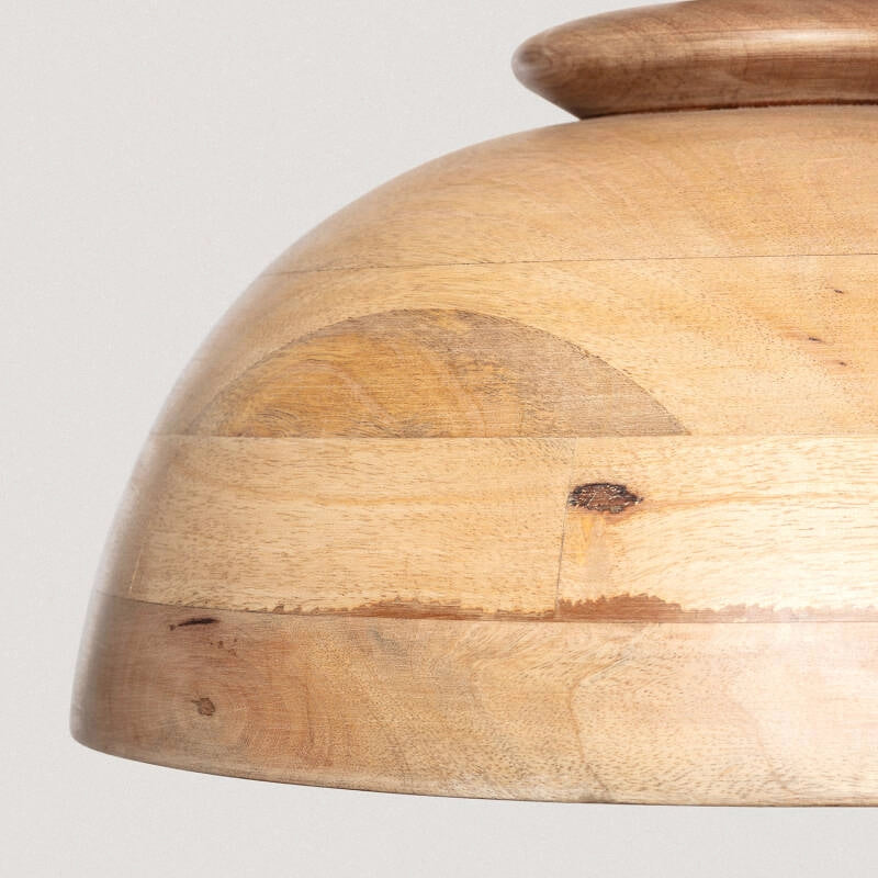 LÁMPARA COLGANTE KATU, ELABORADA CON MADERA DE MANGO NATURAL.