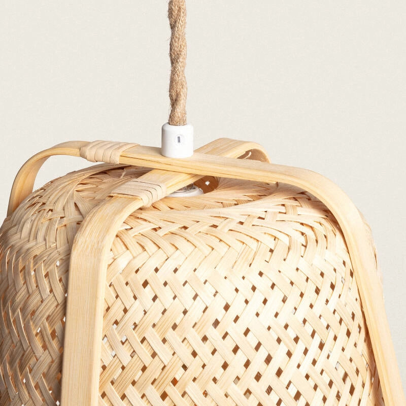 LÁMPARA COLGANTE BANGKOK, ELABORADA A MANO CON BAMBÚ NATURAL.