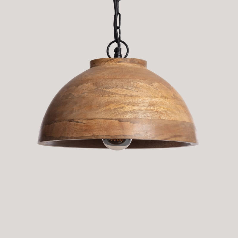 LÁMPARA COLGANTE COLECCIÓN LOMBOK S, ELABORADA A MANO CON MADERA DE MANGO NATURAL.