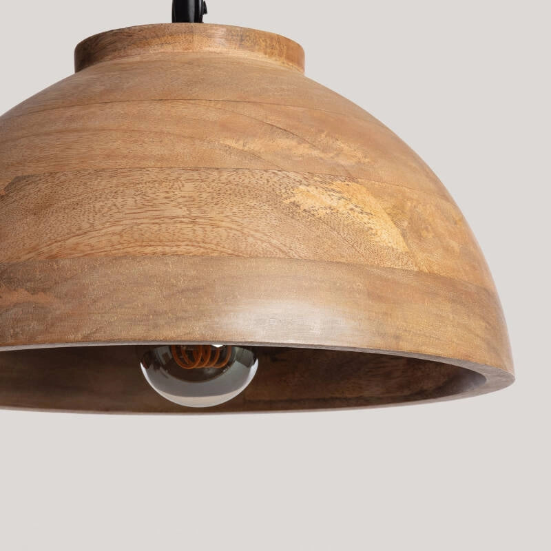 LÁMPARA COLGANTE COLECCIÓN LOMBOK S, ELABORADA A MANO CON MADERA DE MANGO NATURAL.