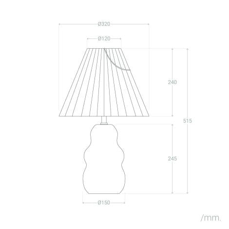 LÁMPARA DE MESA ULA, ELABORADA A MANO CON CERÁMICA E HILOS DE RAFIA NATURAL.