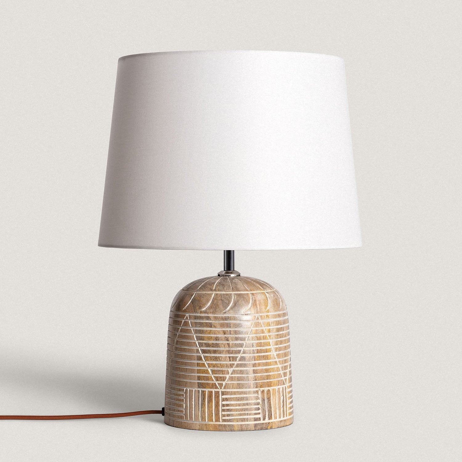 Lámpara de Mesa Bendowa de Madera de Mango Natural