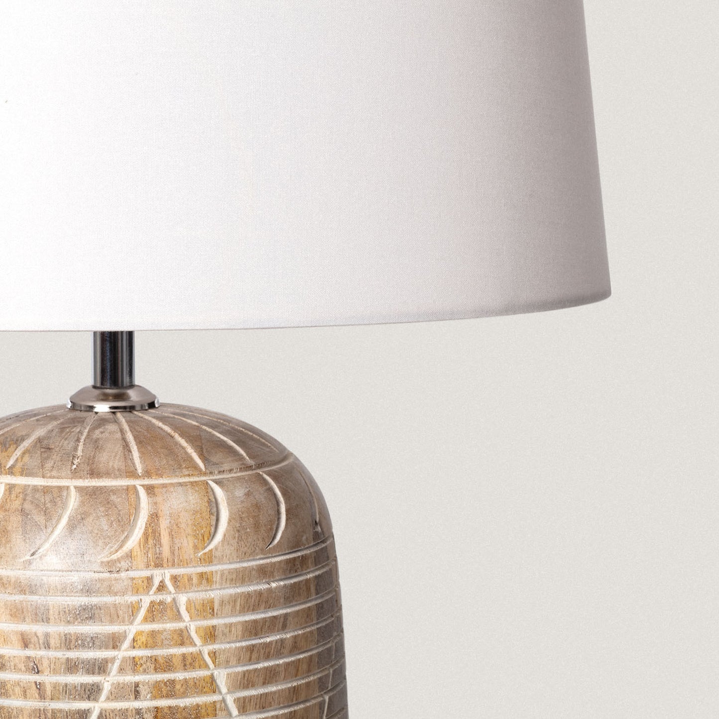 Lámpara de Mesa Bendowa de Madera de Mango Natural