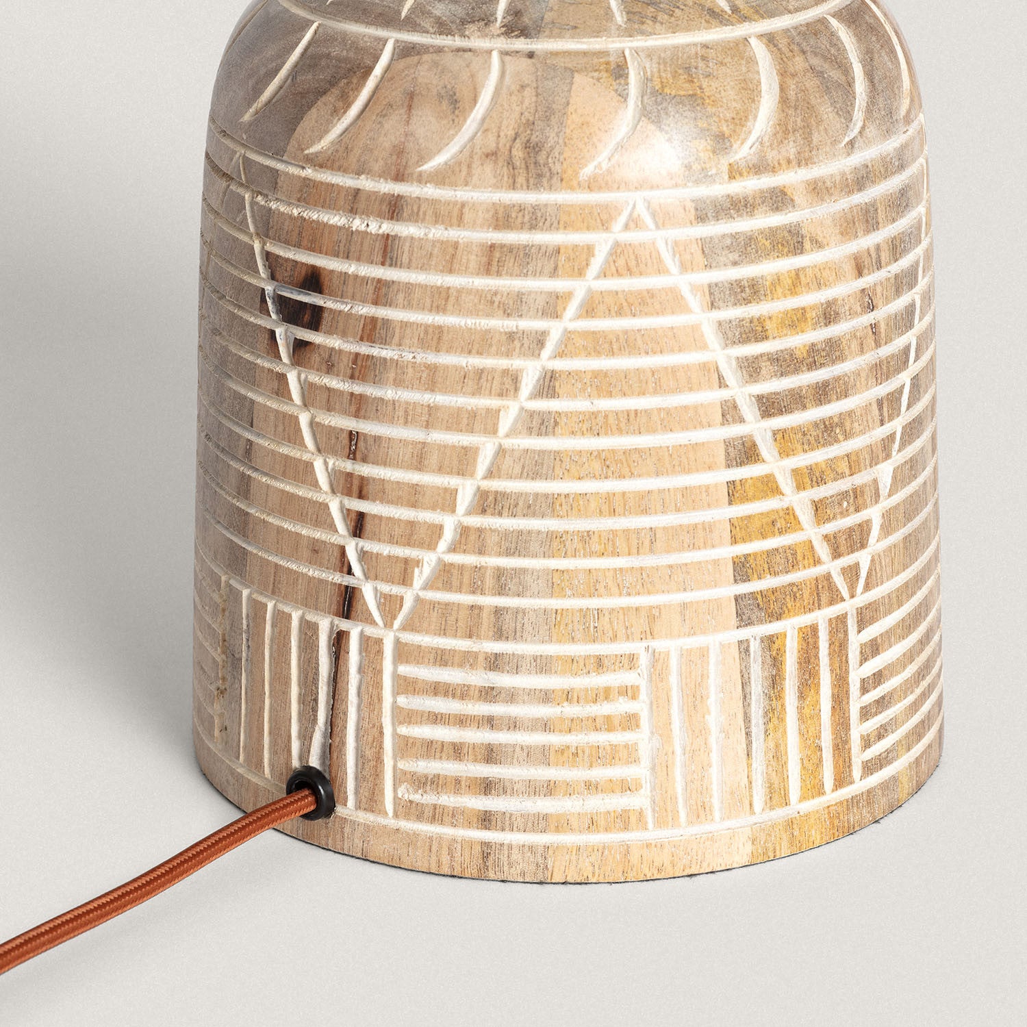 Lámpara de Mesa Bendowa de Madera de Mango Natural