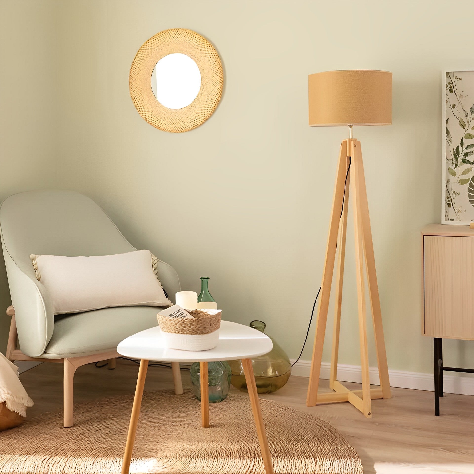 Lámpara de Pie Dara de Bambú Natural | Estilo Boho
