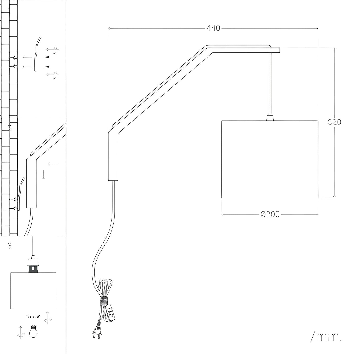 LÁMPARA DE PARED COLECCIÓN ASYA, ELABORADA CON MADERA Y TEXTIL