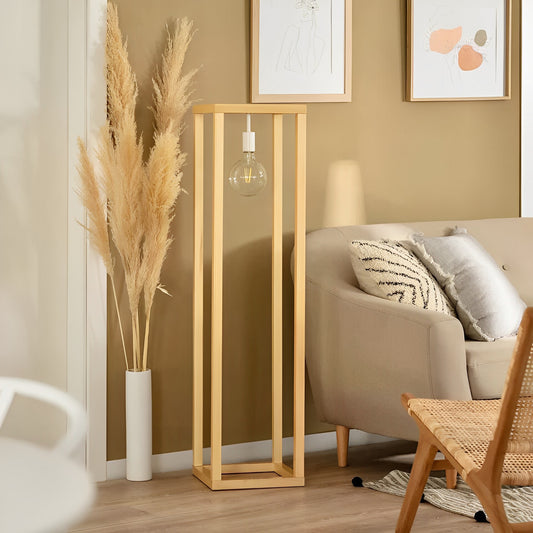 LÁMPARA DE PIE COLECCIÓN ARHAT, ELABORADA A MANO CON MADERA