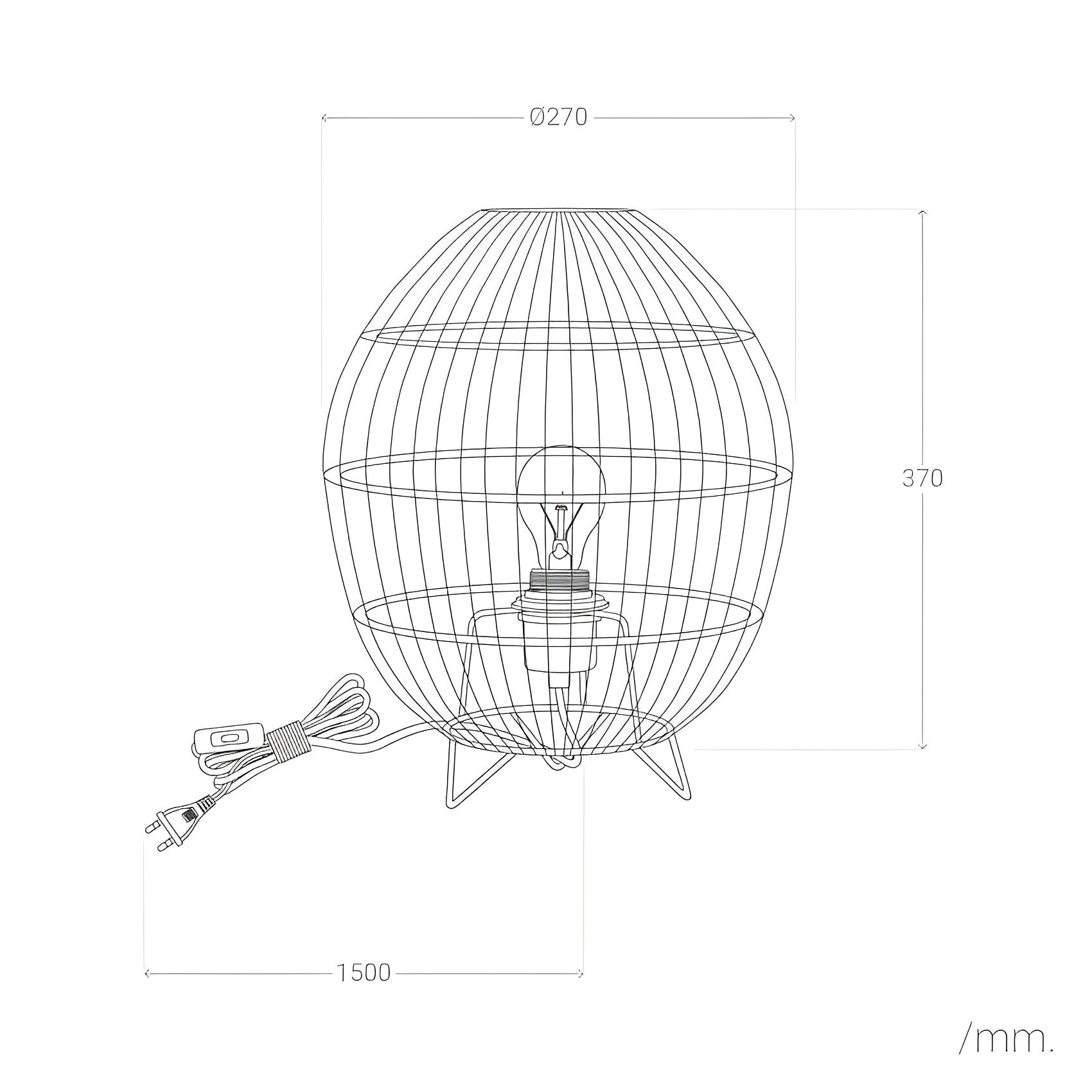 LÁMPARA DE MESA ADIRATNA, ELABORADA A MANO CON MIMBRE NATURAL