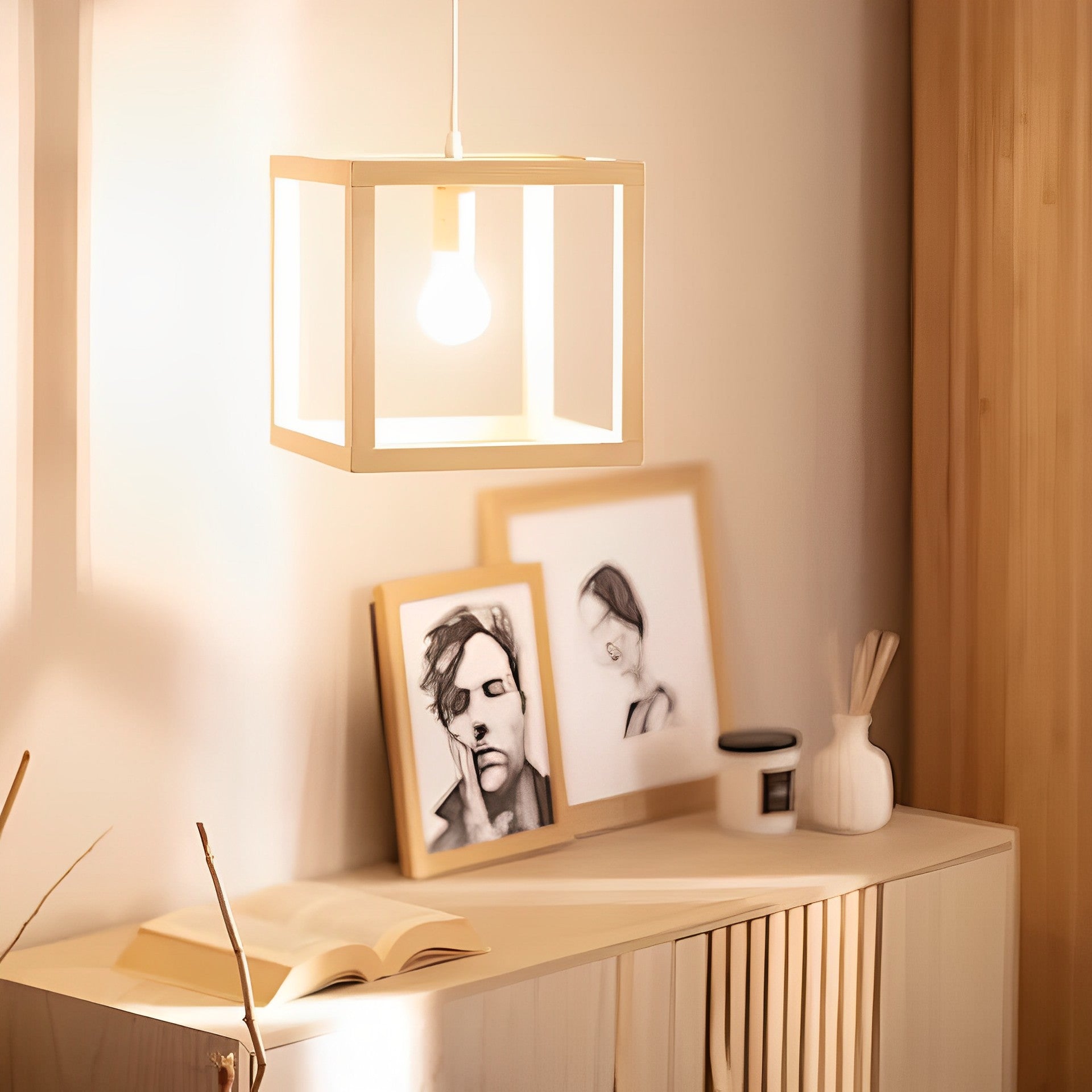 LÁMPARA COLGANTE COLECCIÓN ARHAT, ELABORADA A MANO CON MADERA