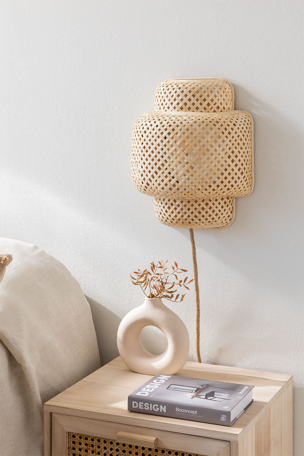 Lámpara de Pared Yamir en Bambú Natural – Boho Chic